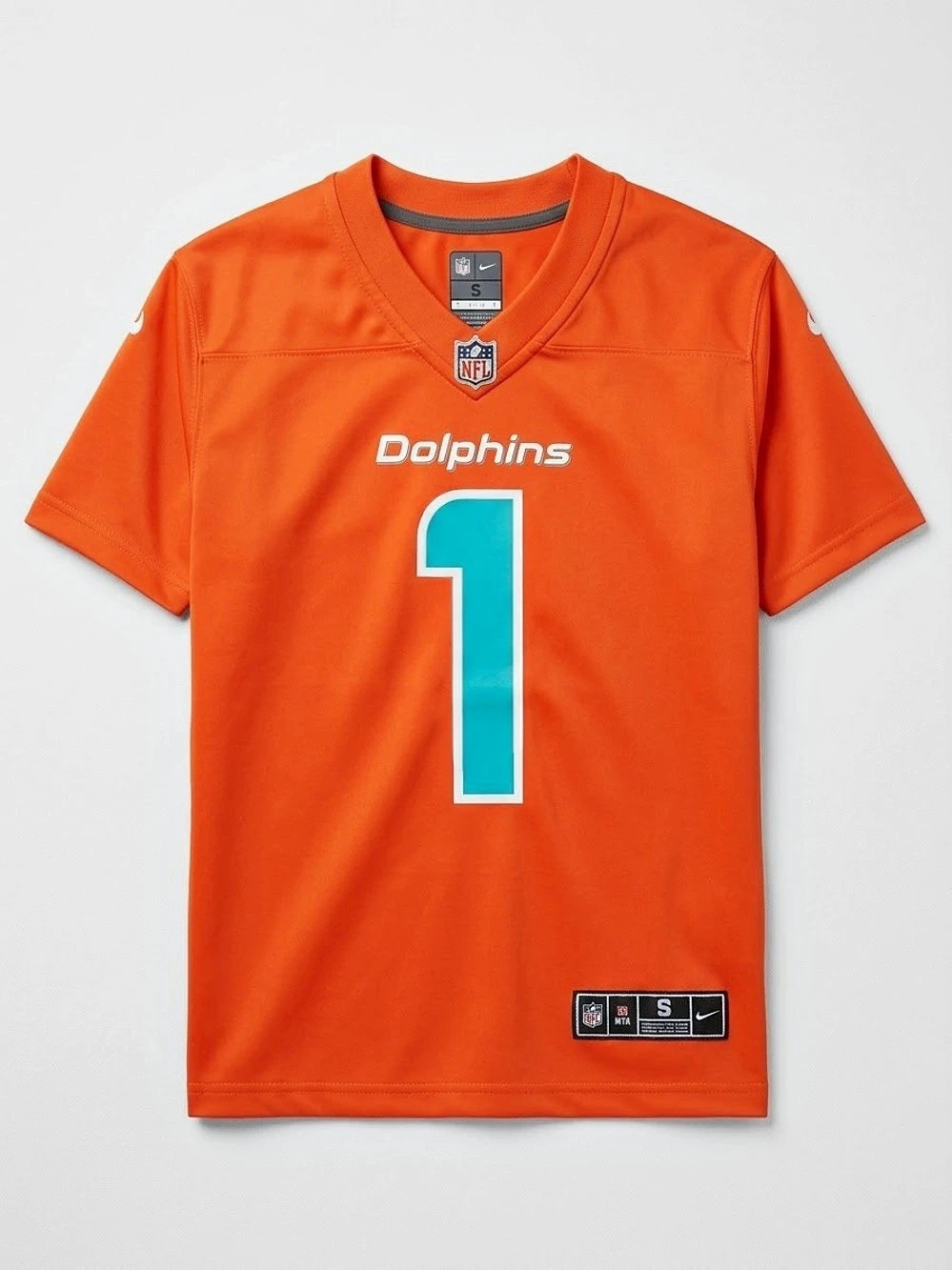 Nike Youth Miami Dolphins Tua Tagovailoa Orange Jersey S NFL Size 6-7 girls Boys